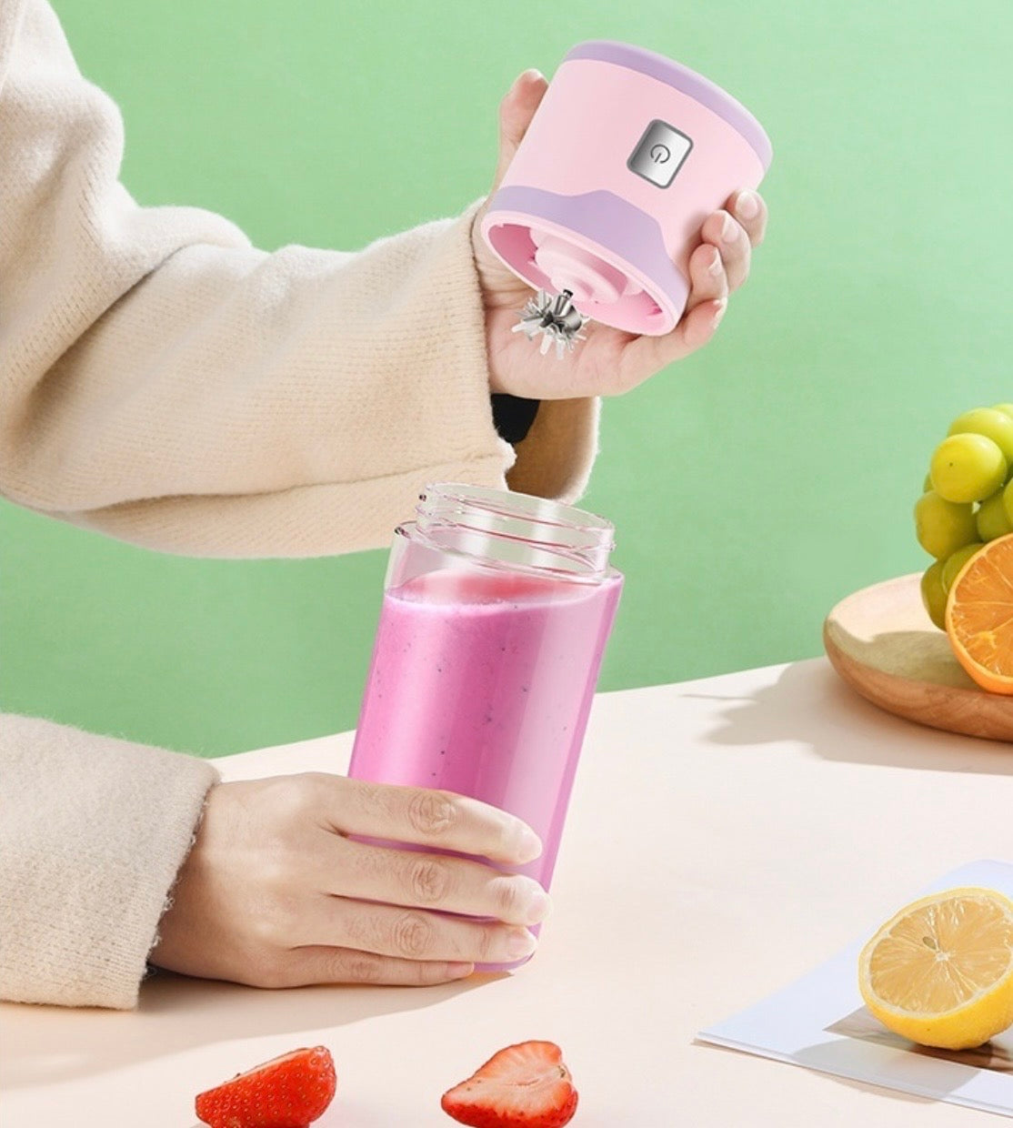 Multifunctional Rechargeable Electric USB Juicer Cup Double Cup Handheld Mixer Cup 500 ML Blending Juice Cup Outdoor