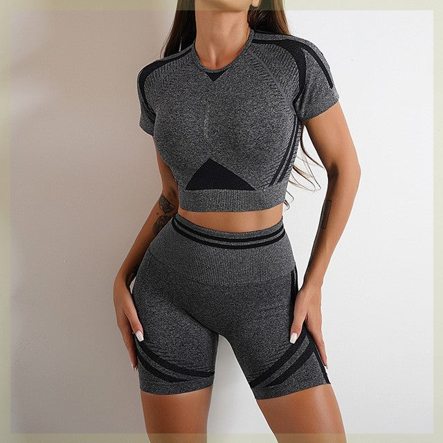Set sport fără cusături pentru femei, ținută de antrenament, pantaloni yoga tip "Booty"