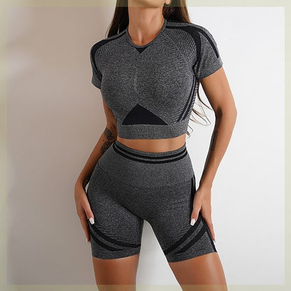 Set sport fără cusături pentru femei, ținută de antrenament, pantaloni yoga tip "Booty"