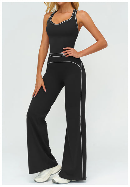 Set Yoga de Damă cu Topuri Fără Mâneci cu Decolteu în V și Pantaloni Drepți, Subțiri, Îmbrăcăminte Sport de Vară pentru Sală