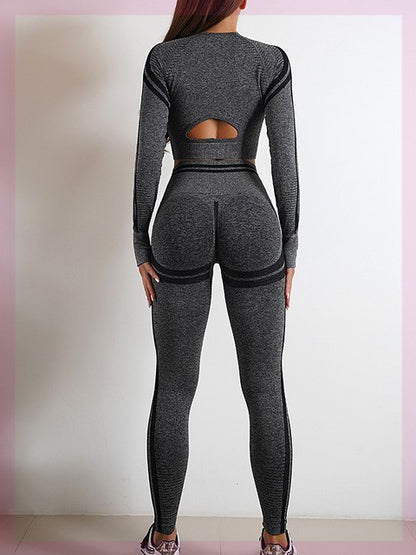 Set sport fără cusături pentru femei, ținută de antrenament, pantaloni yoga tip "Booty"