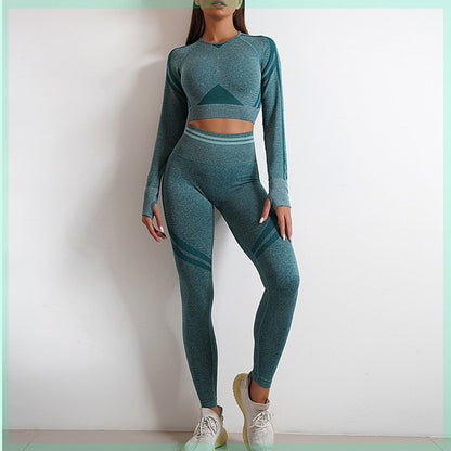 Set sport fără cusături pentru femei, ținută de antrenament, pantaloni yoga tip "Booty"